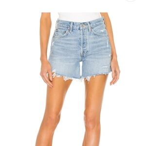 AGOLDE Parker Light Blue Distressed Denim Jean Shorts